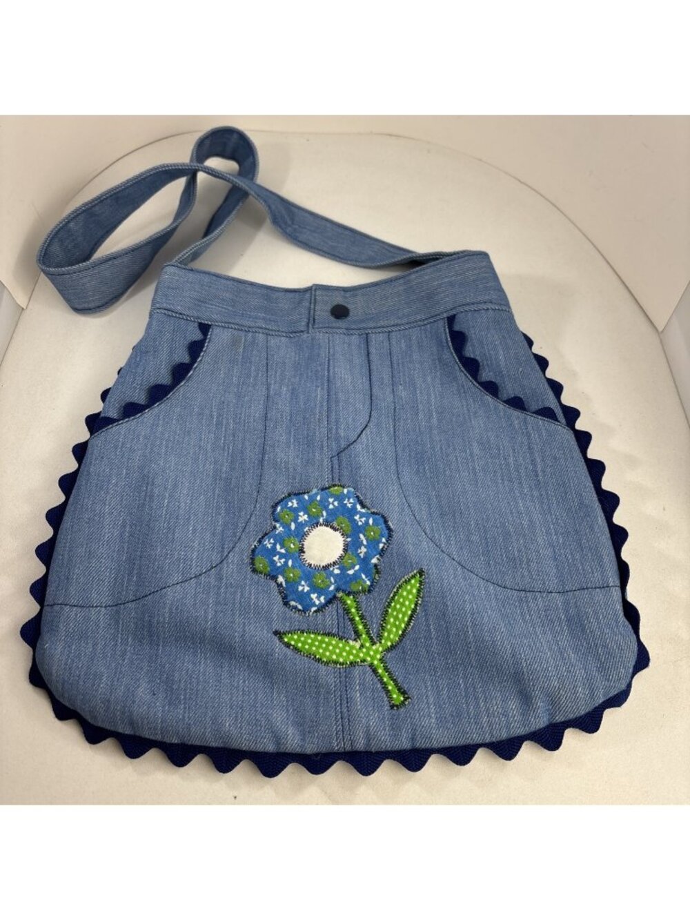 Vintage Girls Teens Denim Purse Sling Bag Blue Jean Boho Handmade 70s